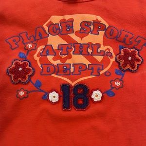 Y2K Place sport athletic dept Embellished top girls long sleeve Tangerine orange